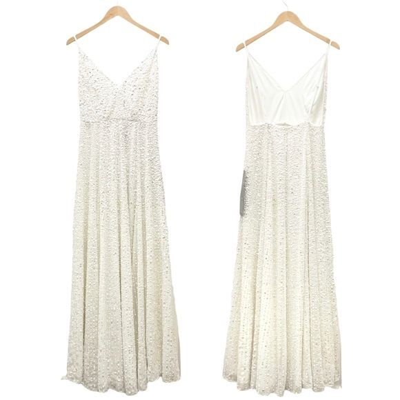NWT ASOS Ivory Sequined Beaded Josie Backless Cami Maxi Wedding Dress Size 6 NEW - Picture 2 of 16